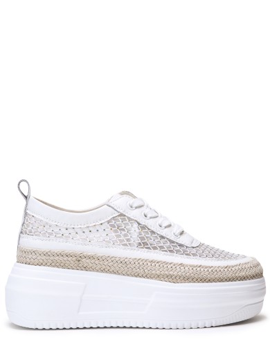 Белые кожаные летние кеды