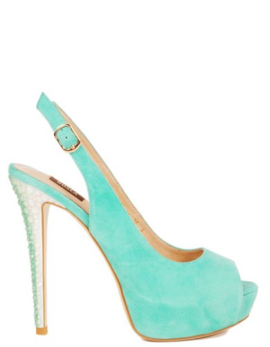 Голубые замшевые летние босоножки 