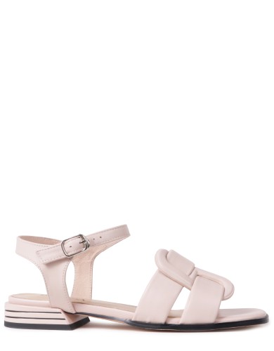 Пудровые кожаные летние босоножки