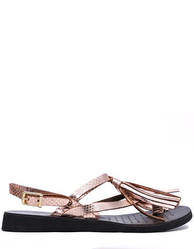 Золотые кожаные летние сандалии