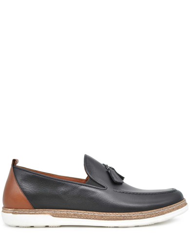 Черные кожаные демисезонные лоферы