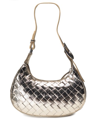 Золотая кожаная маленькая женская сумка