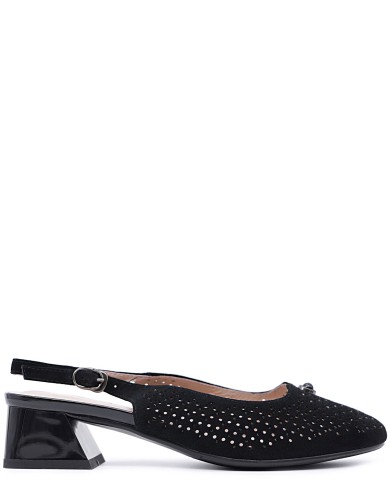 Черные замшевые летние босоножки