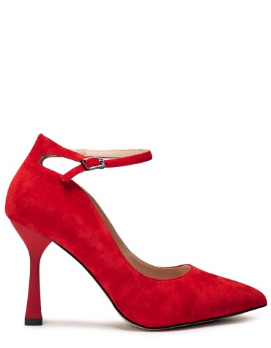 Красные замшевые демисезонные  туфли на каблуке 
