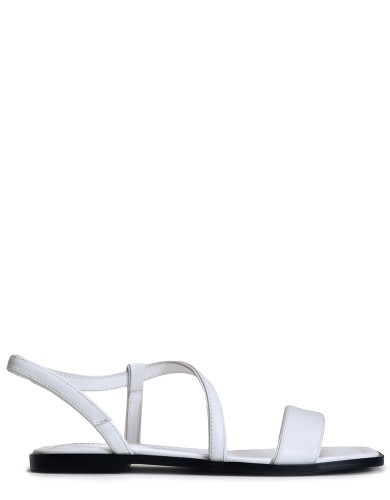 Белые кожаные летние сандалии