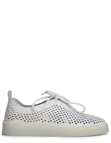 Белые кожаные летние кеды