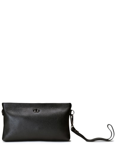 Черная кожаная маленькая женская сумка