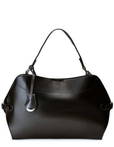 Черная кожаная средняя женская сумка