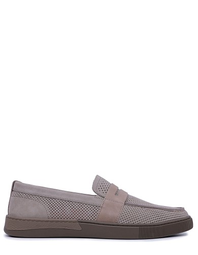 Бежеві нубукові літні лофери