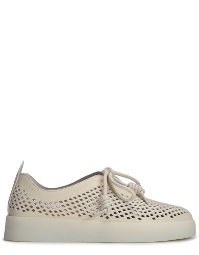 Молочные кожаные летние кеды