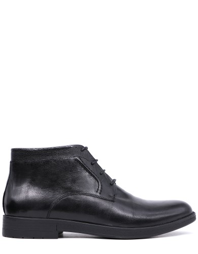 Черные кожаные зимние ботинки