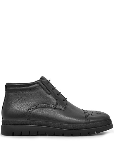 Черные кожаные зимние ботинки