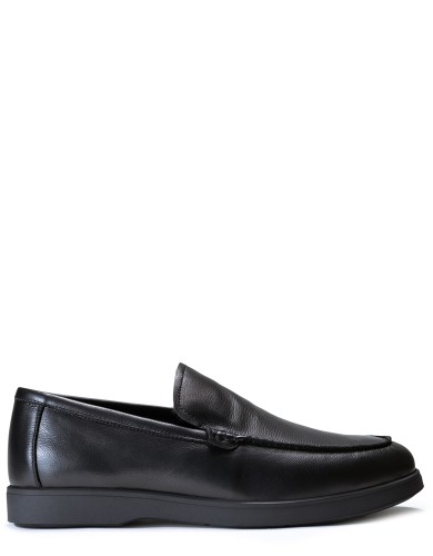 Черные кожаные зимние лоферы