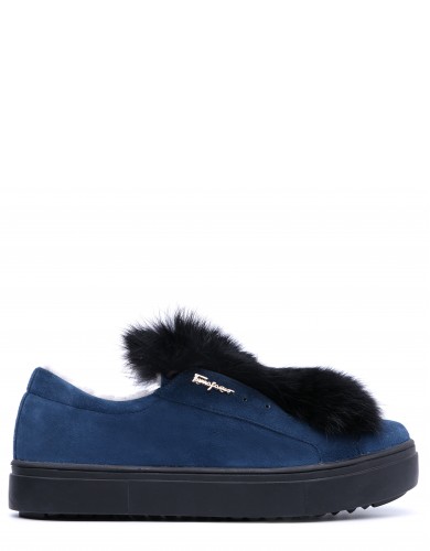 Сині  замшеві  зимові кеди