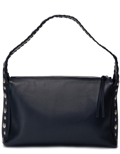 Черная кожаная средняя женская сумка