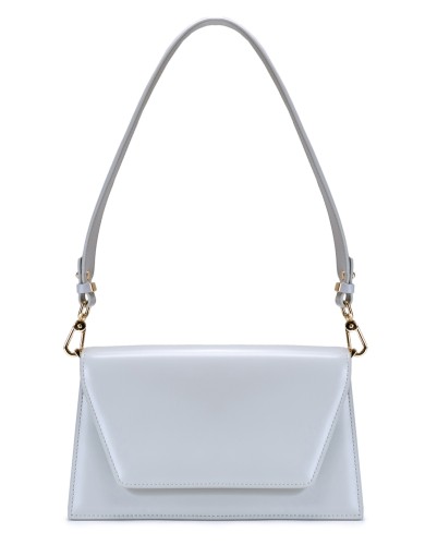 Серая кожаная маленькая женская сумка