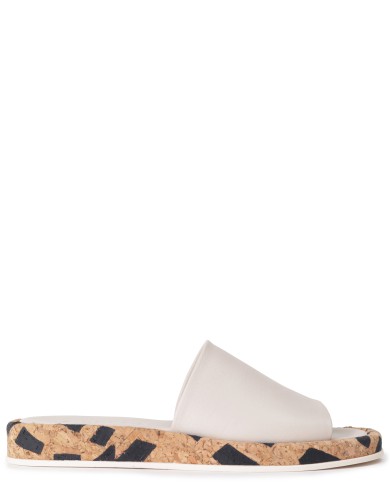 Бежевые кожаные летние шлепанцы