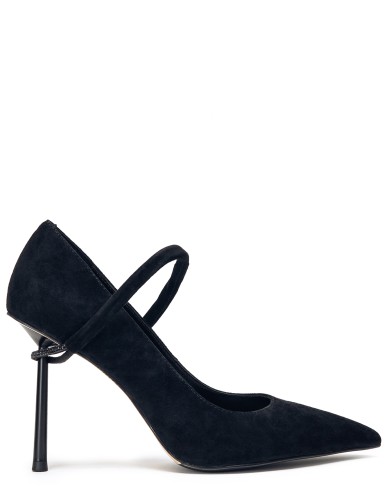 Черные замшевые демисезонные туфли на каблуке 