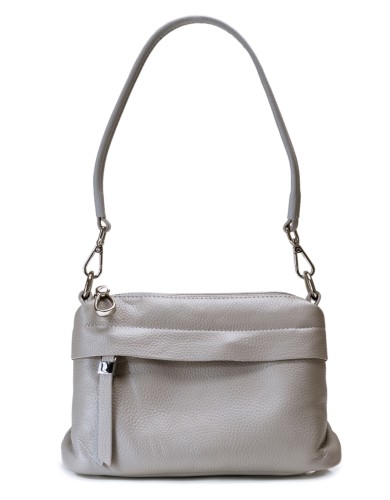 Серая кожаная маленькая женская сумка