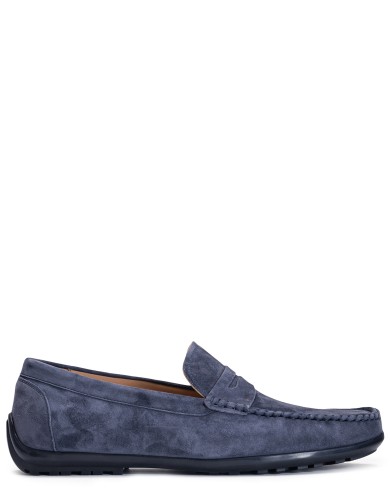 Сині  замшеві  демісезонні мокасини