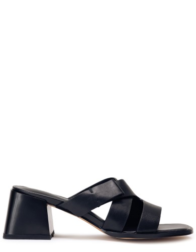 Черные кожаные мюли