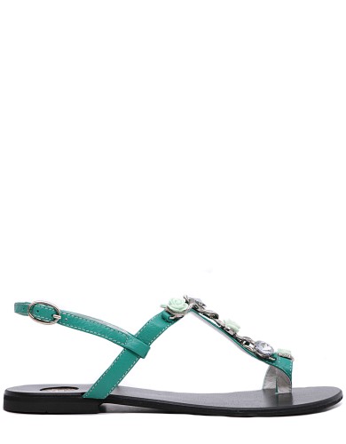 Зелені шкіряні  сандалі