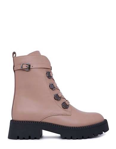 Бежевые кожаные демисезонные ботинки 