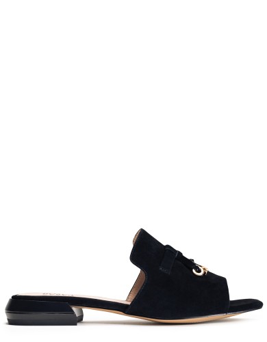 Чорні  замшеві  літні  шлопанці