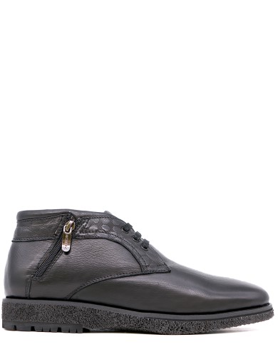 Черные кожаные зимние ботинки