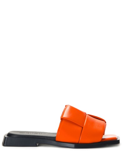 Красные кожаные летние шлепанцы