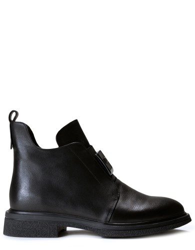 Черные кожаные зимние ботинки