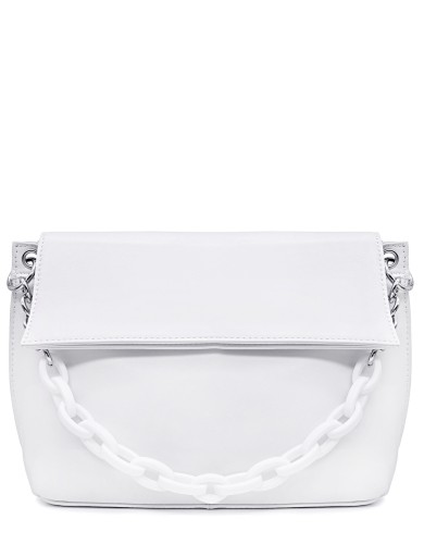 Белая кожаная средняя женская сумка