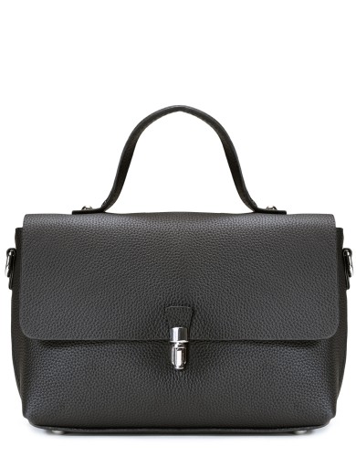 Черная кожаная средняя женская сумка