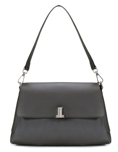 Черная кожаная средняя женская сумка