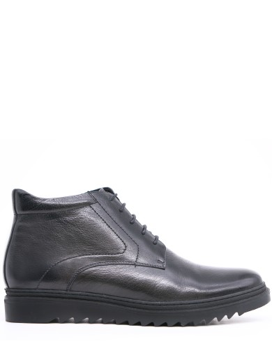 Черные кожаные зимние ботинки