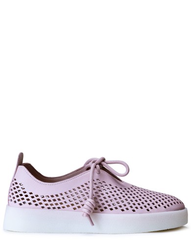 Рожеві  шкіряні літні  кеди