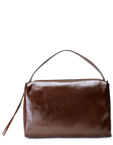 Коричневая кожаная средняя женская сумка