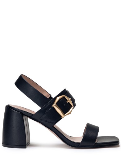 Черные кожаные летние босоножки