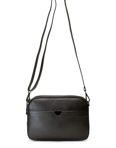 Черная кожаная средняя женская сумка