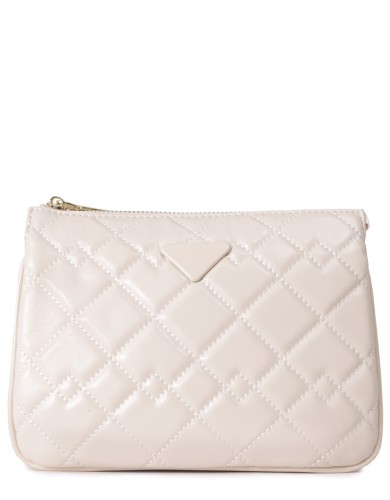 Бежевая кожаная маленькая женская сумка