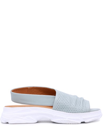 Зеленые кожаные летние сандалии