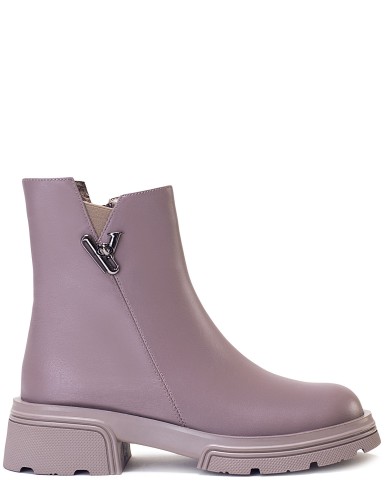 Серые  кожаные демисезонные ботинки 