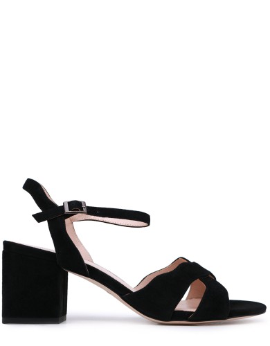 Черные замшевые летние босоножки