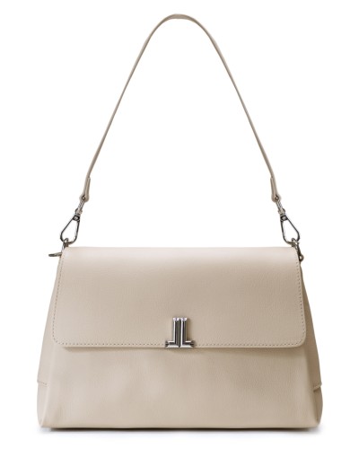 Бежевая кожаная средняя женская сумка