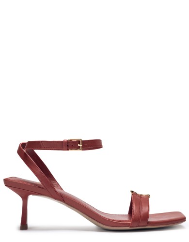 Червоні  шкіряні літні  босоніжки 