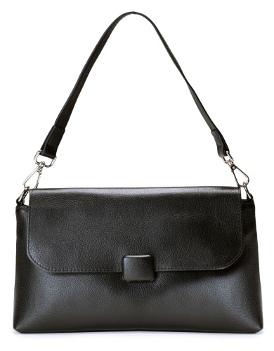 Черная кожаная средняя женская сумка