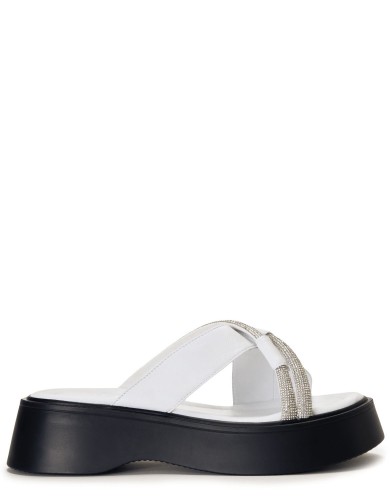 Белые кожаные летние шлепанцы