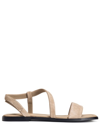 Бежевые замшевые летние сандалии