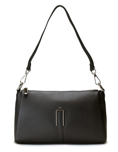 Черная кожаная маленькая женская сумка