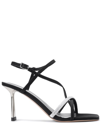 Черные текстильные летние босоножки